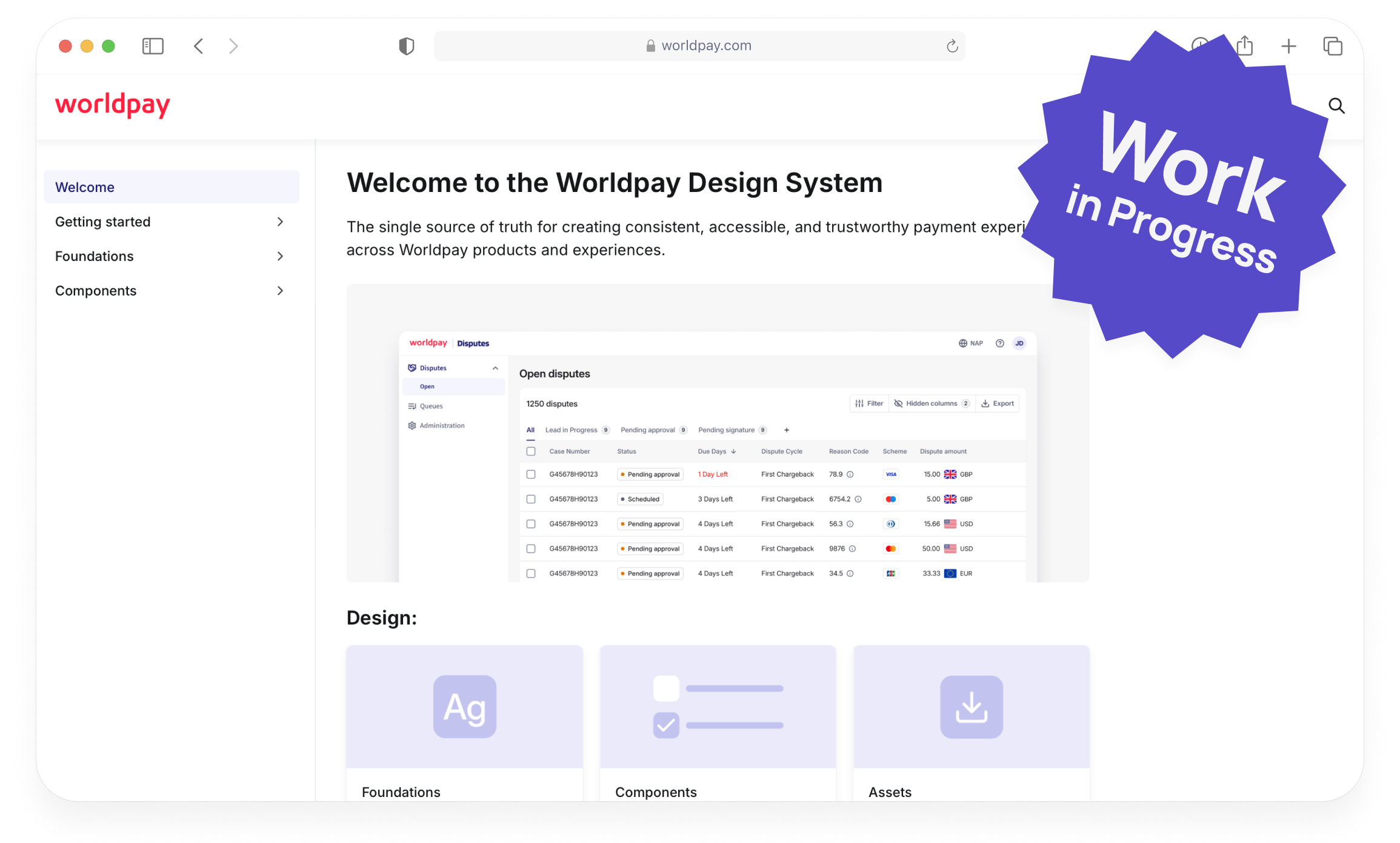 Worldpay Design System preview